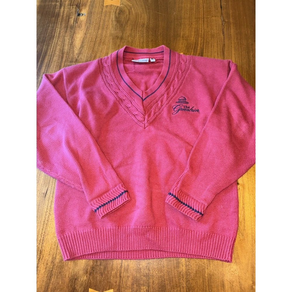 VINTAGE Greenbrier Resort Collection Cotton V Neck Sweater Small